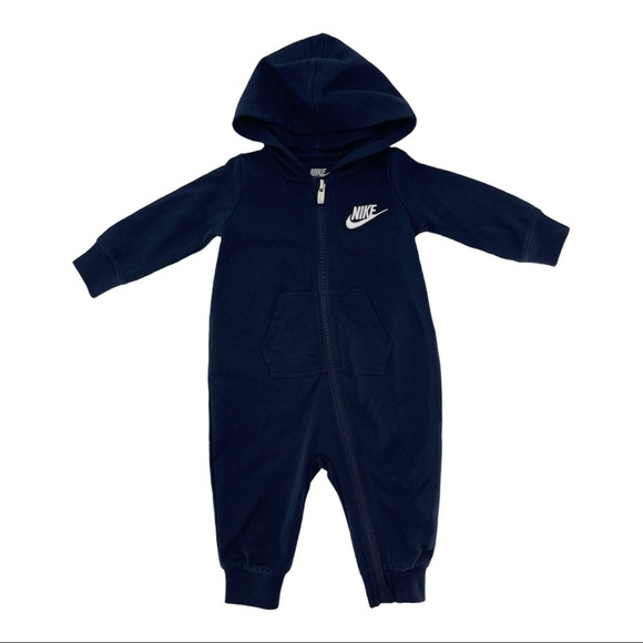 Nike Hooded Sweatshirt Zip Up Navy Blue Coverall - Picture 2 of 6